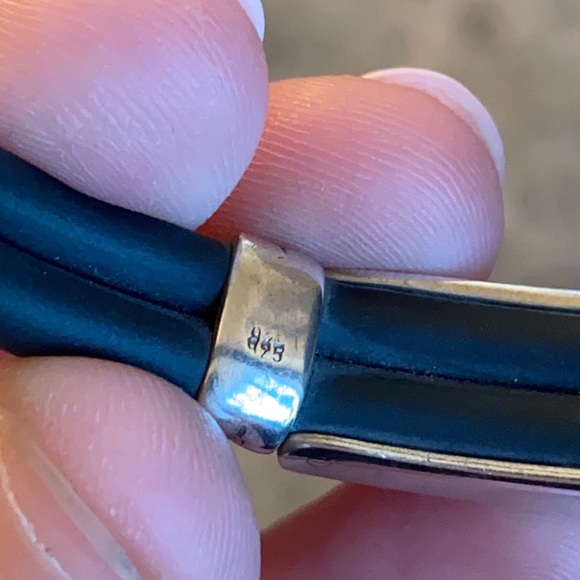 Sterling Silver Greek Key Silicone Bracelet - Picture 7 of 11